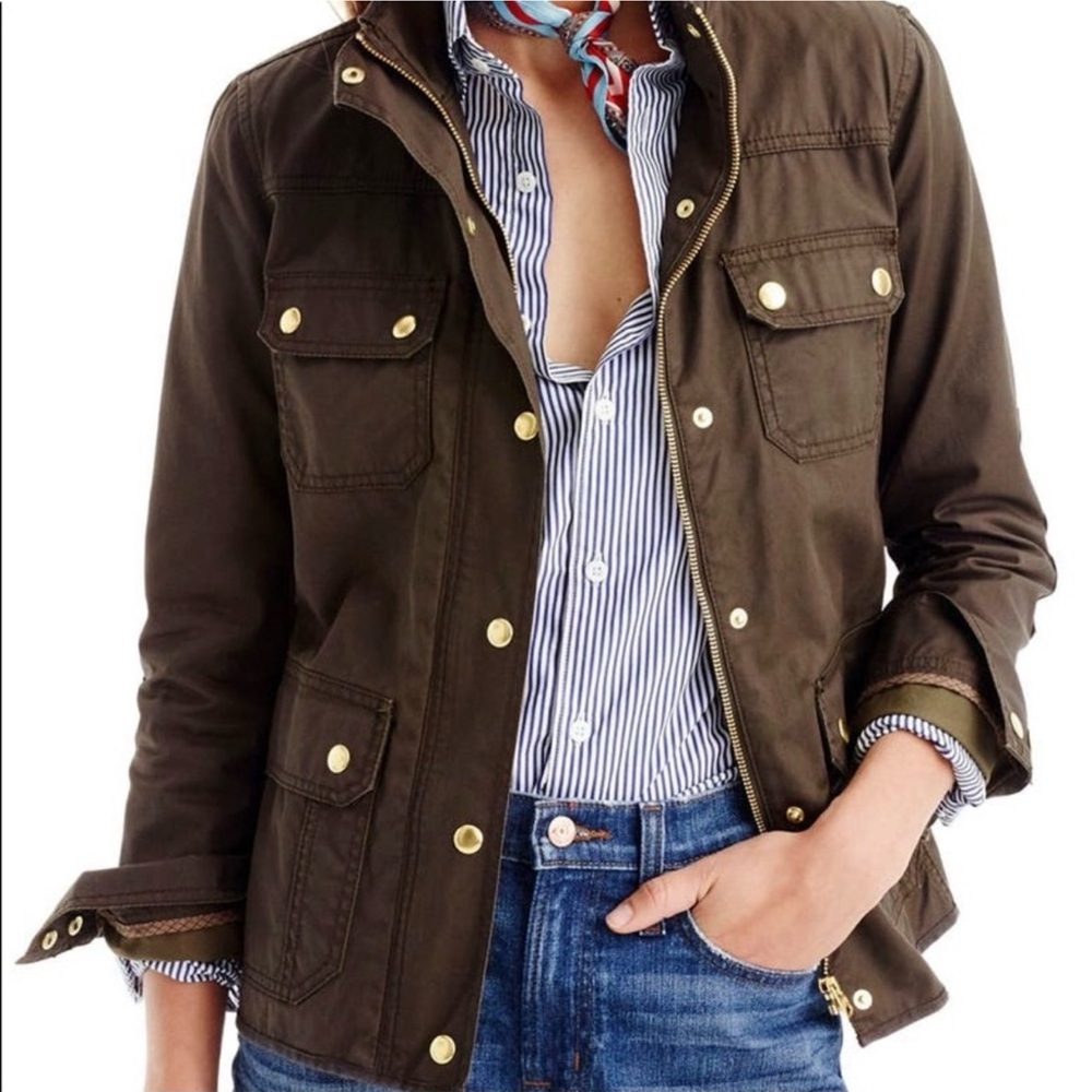 J. Crew Olive Green Utility Jacket with Snap Pockets *Downtown Field Army Jacket